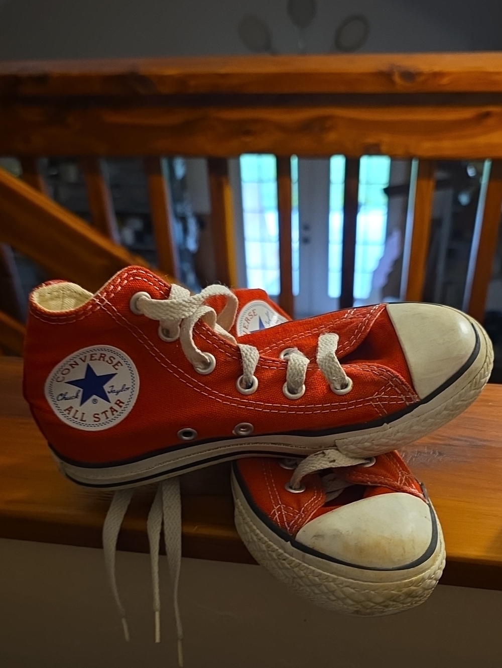 Converse Kids Red High Top Sneakers with White Accents